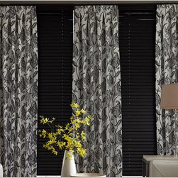 Wood Blinds- Curtains-Living Room - Window Treatments