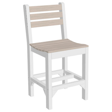 Set of 4 Poly Island Dining Chairs, Birch & White, Counter Height