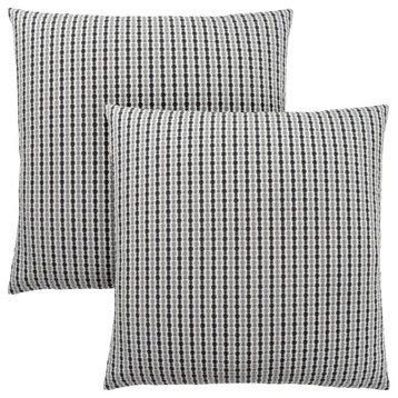 Pillows, Set of 2, 18x18 Square, Insert Included, Polyester, Gray, Black