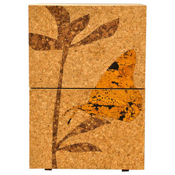 Modern Cork Pedestal Filing Cabinets, Butterfly Graphic by  Iannone