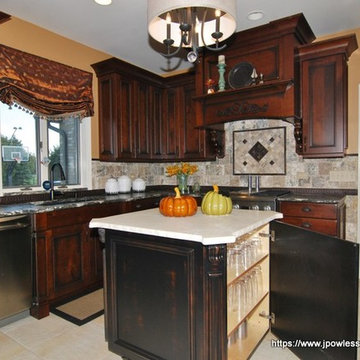 Kitchen Knotty cherry with black wrought iron accents