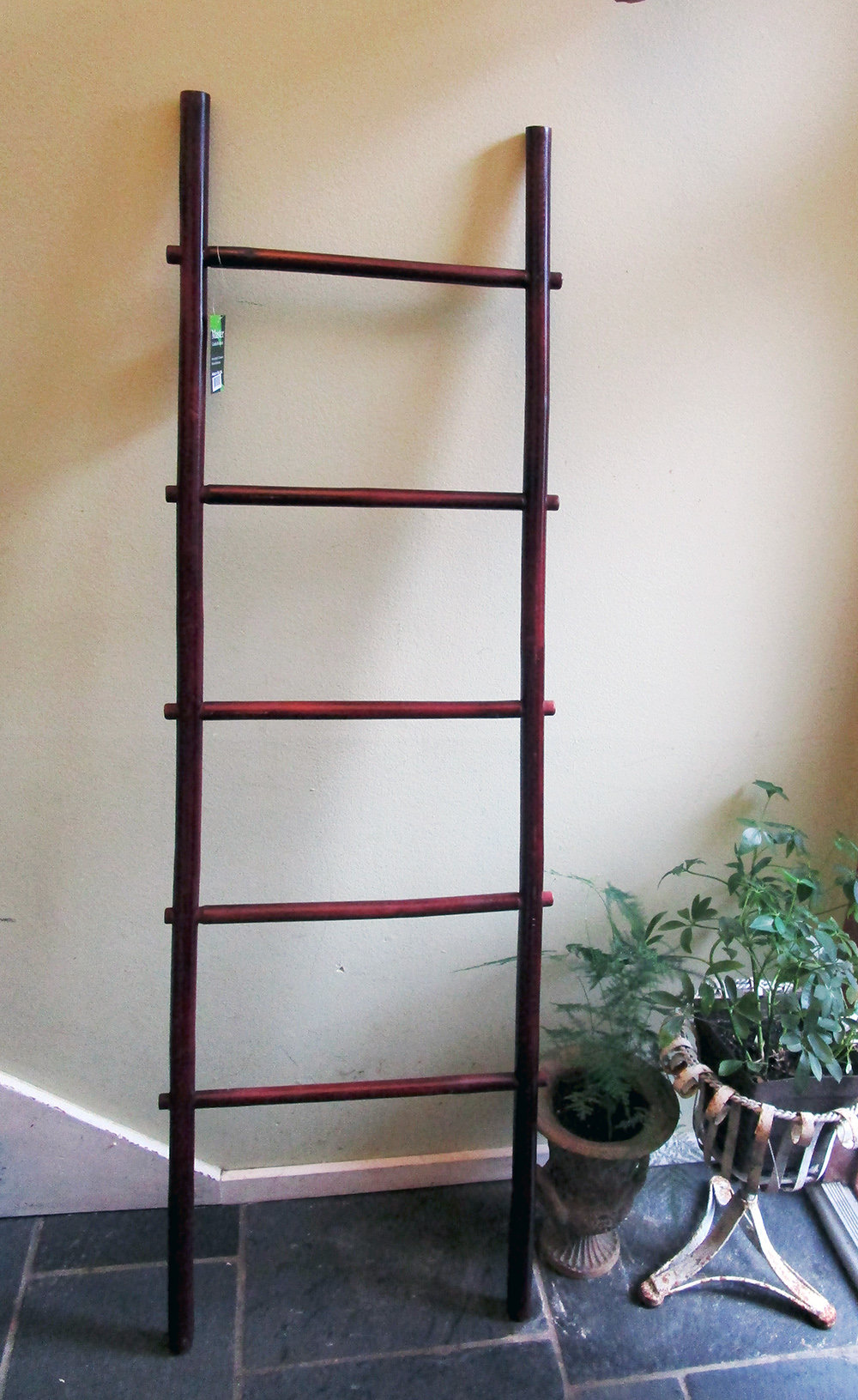 60" Bamboo Ladder Rack, Rosewood, Rosewood