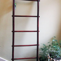 60" Bamboo Ladder Rack, Rosewood, Rosewood