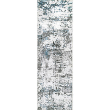 nuLOOM Dali Machine Washable Modern Abstract Area Rug, Gray 2' 6"x6' Runner