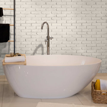 Bathroom with Faux Brick Wall Panels