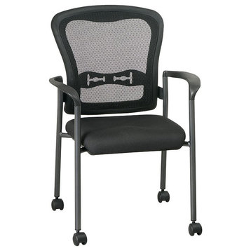 Titanium Chair With Arms, Casters and Breathable Mesh Progrid Back