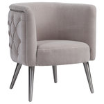 Uttermost - Uttermost Haider Tufted Accent Chair - This Stylish Barrel Chair Features A Plush Diamond Button Tufted Outside In A Luxurious Champagne Velvet, Lined With Antique Nickel Nail Head Trim, On Metal Tapered Dowel Legs Finished In Brushed Nickel. Seat Height Is 19".