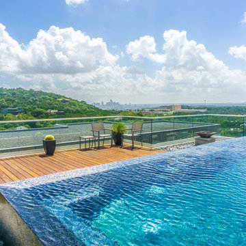 West Lake Hills Infinity Edge Pool & Decks (Ipe, Cable Railing)