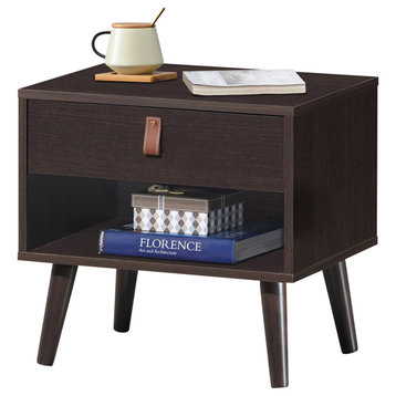 Costway Nightstand Sofa Side End Table Bedside Table Drawer Storage
