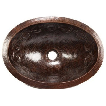 Oval Joining Rings Design Copper Bathroom Sink, Medium by SoLuna, Cafe Natural,