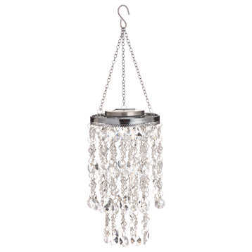 Solar Lighted Acrylic Jewel Beaded Wind Chime or Chandelier Hanging Decor