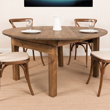 Flash Furniture Hercules 60" Round Farm Dining Table in Antique Rustic