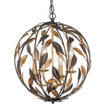Crystorama - Broche 4 Light English Bronze & Antique Gold Sphere Mini Chandelier - Layers of individual wrought iron leaves deliver a stunning, unique and functional light . The tailored elegance of the shimmering metallic florals are perfect for a transitional home though versatile enough to be incorporated into any modern design. While perfect for a bedroom, living area, or kitchen, it can be used anywhere you want to add a bit of glam.
