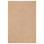 Bareens Designer Rugs - Boho Chic Ziegler Adelia Beige Brown Hand-Knotted Wool Rug- 8'9'' x 12'0'' - Enhance the ambiance of your home with this magnificent Persian-influenced Turkish hand-knotted rug made by skilled artisans capable of creating the most exceptional vegetable dyes and hand-spun wool. This exquisite handmade rug is a one-of-a-kind Peshawar Kafkaz, otherwise identified as Chobi, Chobi Peshawar, Oushak, or Ziegler rug. These handmade rugs are crafted in Pakistan utilizing superior-quality wool imported from Australia, New Zealand, and Korea in two types of weaves: the Persian weave and the Mori weave. This rug is meticulously crafted by hand using the finest natural vegetable dyes extracted from local plants. The artisans use a blend of hand-spun local and fine merino wool, resulting in a rug with a compelling texture, higher lanolin content, and longer staple. The artisans occasionally incorporate natural or artificial silk into the pile to enhance specific motifs. The finished product is an awe-inspiring execution of flawless design and an understated palette that exudes elegance.