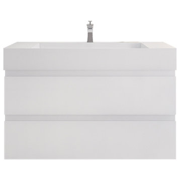 Monterey 42" Wall Mounted Vanity with Reinforced Acrylic Sink, Glossy White