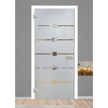Hinged Glass Door with Frosted Design, 28"x80", Left