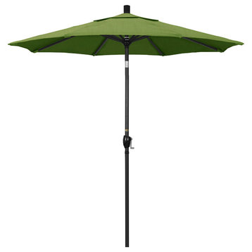 7.5' Black Push-Button Tilt Crank Aluminum Umbrella Spectrum Cilantro Sunbrella