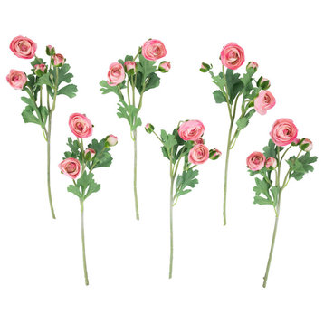 Set of 6 Light Pink Ranunculus Artificial Floral Sprays  21"