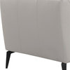 Hope Contemporary Chair, Genuine Dove Gray Leather With Black Metal Legs