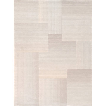 Rodeo Collection Hand-Tufted Silk and Wool Area Rug, Silver and Blue, 5'0"x8'0"