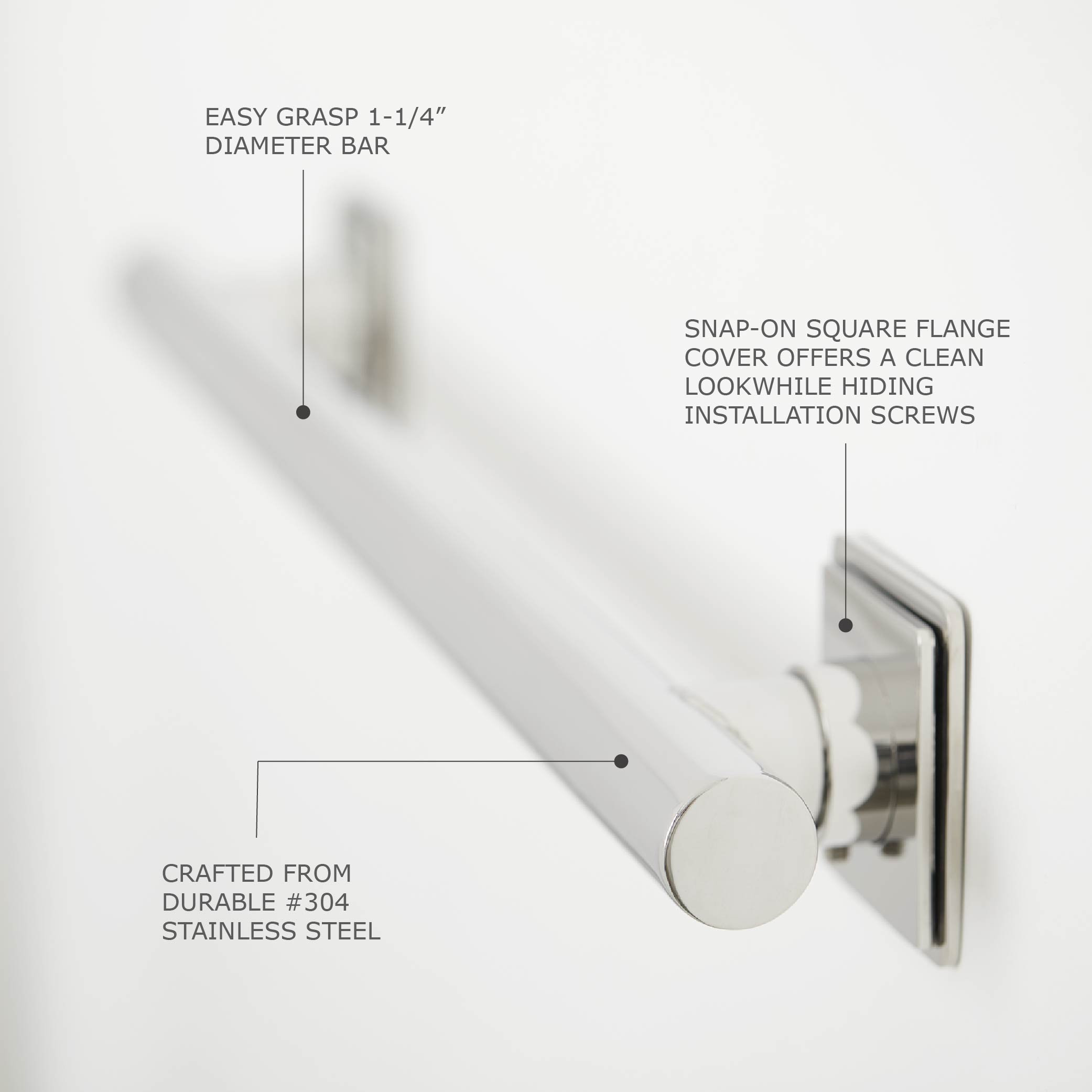 Coronado Designer Straight Bathroom Shower Grab Bar, Polished, 12"
