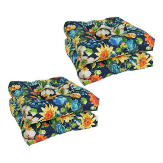 Blazing Needles Reo Solid U-Shaped Outdoor Chair Cushion - Set of 4 