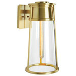 Norwell Lighting - Norwell Lighting Cone Outdoor Small 1 Light Sconce, Satin Brass 1246-SB-CL - The voluptuous bell shaped fixture reinvents an iconic shape with its interplay of solid brass, clear glass and exposed bulb.