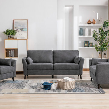 Damian 77" Woven Sofa Loveseat Chair Living Room Set