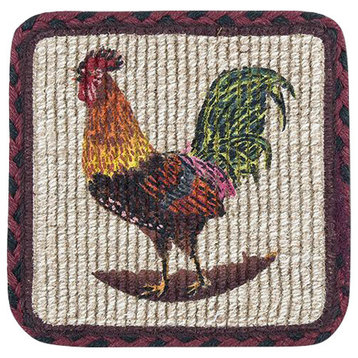 Morning Rooster Wicker Weave Trivet 9"x9"