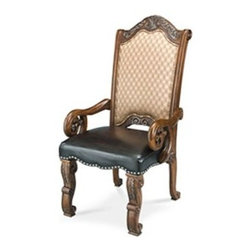 AICO Furniture - Monte Carlo II Cafe Noir Fabric/Leather Arm Chair (Set of 2) - - Fabric