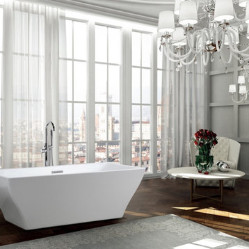 Messina 71" Freestanding Bathtub, Glossy White