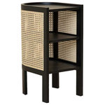 Homary - 24" Black Nightstand Semi-Circle Rattan Bedside Table with 1 Shelf - - Enliven your existing space with this vital nightstand because this nightstand boasts a semi-circle form with rattan plaited pieces for the modern look with an internal shelf which gives storage space for diverse and practical usage.