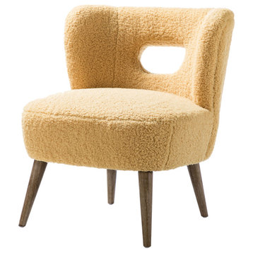 Mini Vegan Lambskin Sherpa Upholstery Barrel Chair, Mustard