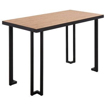 Roman Industrial Desk in Black Steel with Natural Wood Top by LumiSource