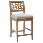 Olliix - INK+IVY Crackle Lounge Wood Counter Stool 38.5" High, Light Grey - Cracked ice patterns are brought to life with oak veneer in soft natural tones. Assembly required.