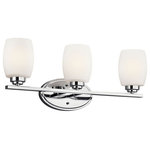 Kichler Lighting - Kichler Lighting 5098CHL18 Eileen - 24" 30W 3 LED Bath Vanity - Named after famed furniture designer Eileen Gray, this 3 light bath fixture from the Eileen collection features a clean, straight linear construction. The clean, polished elegance of the Chrome finish and Etched Opal Glass creates an ideal complement for your home. This fixture features LED Light Bulbs which are Energy-Star certified.