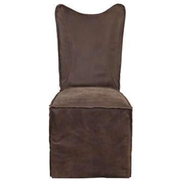 Uttermost Delroy Armless Chairs, Chocolate, Set of 2 23469-2
