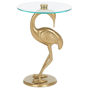 Safavieh Birbiglia Bird Base Accent Table, Gold/Glass