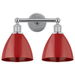 Innovations Lighting - Plymouth Dome 2-Light 17" Bath Vanity Light, Polished Chrome, Red - Innovation at its finest and a true game changer. Edison marries the best of our Franklin and Ballston collections to give you versatility of design and uncompromising construction.  Edison fixtures are industrial-inspired and can be customized with glass or metal shades from both the Franklin and Ballston collections.