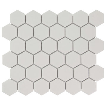 11.06"x12.8" Porcelain Mosaic Tile Sheet Barcelona Matte White