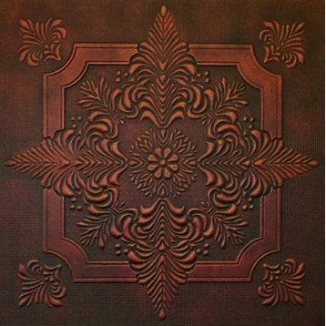 20"x20" R29 Styrofoam Ceiling Tile, Black Copper