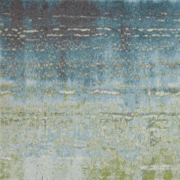Illusions 6206 Blue and Green Escape Rug, 3'3"x4'11"
