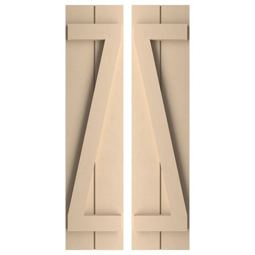 Rustic 2 Board Spaced B-N-B Faux Wood Shutters, Smooth, 11.5x62"