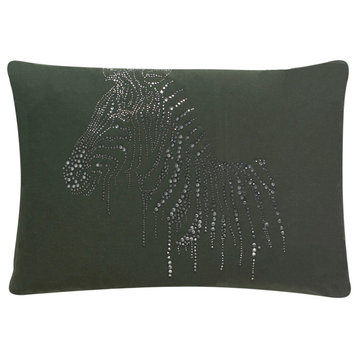 Safavieh Sparkling Zebra Pillow, Vert, 12"x18"