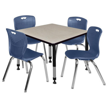 Kee 36" Square Height Adjustable Classroom Table Maple