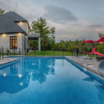 Hilltop multi level automated pool with lighted water features