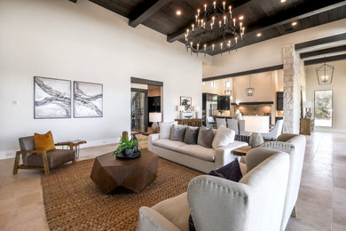 Example of a transitional living room design in Austin