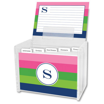 Recipe Box & Cards Bold Stripe Single Initial, Letter B