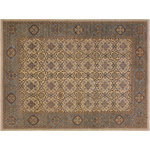 Bareen Designer Rugs - Kafkaz Peshawar Homer Ivory/Lt. Blue Wool Rug, 5'10x7'10 - A Persian influenced Turkish hand knotted rug made by skilled artisans capable of creating the most exceptional vegetable dyes and hand-spun New Zealand wool. This gorgeous one of a kind Peshawar Kafkaz handmade rugs is also known as a Chobi Rug. This gorgeous rug is extremely versatile and is famous for its soft pleasing color palette and informal design that works in a myriad of interiors. It has been expertly hand-tied, finished, sun-dried, and can contain up to 1.5 million knots. It takes 4 skilled artisans to hand knot this rug nine to twelve months to complete this piece of art. The invigorating colors and patterns in this rug will give your home an elegant and fresh appearance. While drawing upon the coloring and patterns of antique rugs, contemporary Peshawar pieces incorporate modern design motifs and feature vibrant color tones.Give your room a luxurious look and feel with this beautiful rug with gorgeous color pallet. The intricate design allows this oriental rug to creates a royal ambience in any decor. Hand knotted construction and natural fibers gives this rug soft feel under your feet.