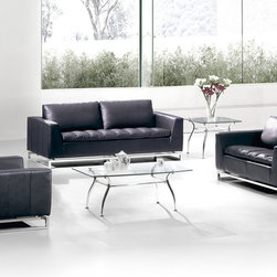 Manhattan Modern Black Leather Sofa Set - $2378.05 - Living Room Furniture Sets